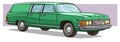 Cartoon green long retro car vector icon Royalty Free Stock Photo