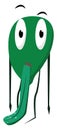 Cartoon green monster with a long hanging tongue floating at the bottom vector or color illustration