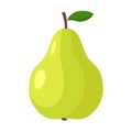 cartoon green pear fruit isolated on white background Vector illustration Royalty Free Stock Photo
