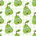 Cartoon Green Pear Seamless Pattern Royalty Free Stock Photo