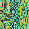 Cartoon green pink yellow blue psychedelic vertical wavy seamless pattern Royalty Free Stock Photo