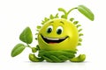 A cartoon green plant character holding a leaf. Royalty Free Stock Photo