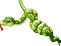 Cartoon green snake on branch Royalty Free Stock Photo