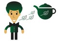 Cartoon green tea man Royalty Free Stock Photo