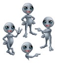 Cartoon Grey Alien Set Royalty Free Stock Photo