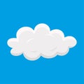 Cartoon grey fluffy cloud icon on a blue sky