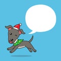 Cartoon greyhound dog with christmas costume and speech bubble