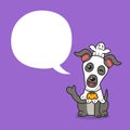 Cartoon greyhound dog with halloween costume and speech bubble