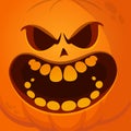 Cartoon funny  Halloween pumpkin head with scary face expression. Vector illustration of jack-o-lantern monster character design Royalty Free Stock Photo