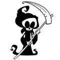 Cartoon grim reaper with scythe isolated on a white background Royalty Free Stock Photo