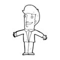 cartoon grining man with open arms