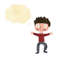 cartoon grinning boy with thought bubble Royalty Free Stock Photo