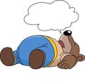 Cartoon grizzly bear lying on ground with a speech bubble vector illustration