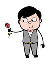 Cartoon Groom Giving a Red Rose