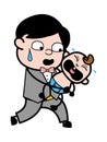 Cartoon Groom holding crying baby