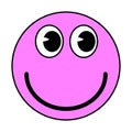 Cartoon Groovy funny pink cartoon smile character, vintage. Funky comic bright emoticon stickers