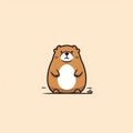 Minimalistic Groundhog Illustration On Beige Background