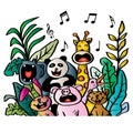 Cartoon  group of animals singing Royalty Free Stock Photo