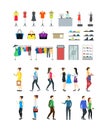 Cartoon Group Characters People in Clothing Store Set. Vector Royalty Free Stock Photo