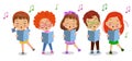 cartoon group of children singing in the school choir Royalty Free Stock Photo