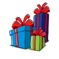 Cartoon of group of christmas gifts