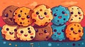 Cartoon of a group of cookies with different emotions