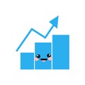cartoon growth graph money with smiling face