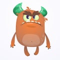 Cartoon grumpy angry monster. Vector illustration.