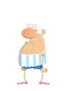 Cartoon of a grumpy old man staring straight ahead Royalty Free Stock Photo