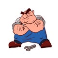 Cartoon grumpy plummer or technician