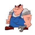 Cartoon grumpy plummer or technician Royalty Free Stock Photo