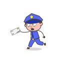 Cartoon Guard Running in Hurry to Deliver the Letter