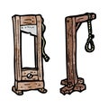 cartoon guillotine and gaols Royalty Free Stock Photo
