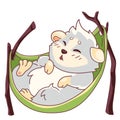 Funny cavy on a hammock with closed eyes - emoticons icon sleep, Sleeping Emoji. Royalty Free Stock Photo