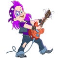 Cartoon guitarist of rock and roll band