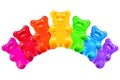 cartoon gummy bears of rainbow colors.