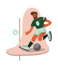 Cartoon guy plays soccer flat style vector illustration Royalty Free Stock Photo