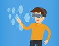 Cartoon guy in virtual reality with glasses. vector eps 10