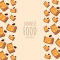 cartoon gyoza, japanese food frame border background