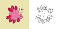 Cartoon Halloween Axolotl Clipart for Coloring Page and Illustration. Happy Halloween Salamander.