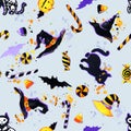 Cartoon Halloween background. Halloweens paty seamless pattern Royalty Free Stock Photo