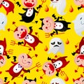 Cartoon halloween ghost seamless pattern