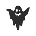 Cartoon Halloween ghost silhouette. Funny character with emotion. Flying childish spirit