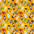 Cartoon Halloween holiday monster seamless pattern