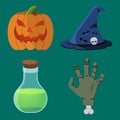 Cartoon Halloween icon set. Royalty Free Stock Photo