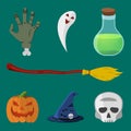 Cartoon Halloween icon set. Royalty Free Stock Photo