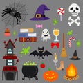 Cartoon Halloween icon set vector Royalty Free Stock Photo
