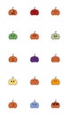 Cartoon Halloween icon set vector. pumpkin show different faces and emotions such as love, angry, surprise, happy, sad, thoughtful Royalty Free Stock Photo