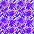 Cartoon Halloween monsters seamless bats and pumpkins and ghost and bones pattern for wrapping paper