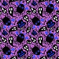 Cartoon Halloween monsters seamless bats and pumpkins and ghost and bones pattern for wrapping paper